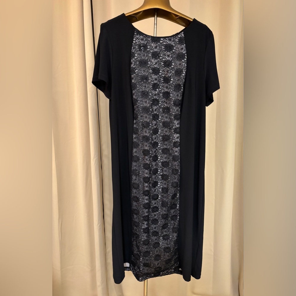 Dress Barn Formal Black Sequin And Lace Sexy Dress Size 16 Compliments Figure